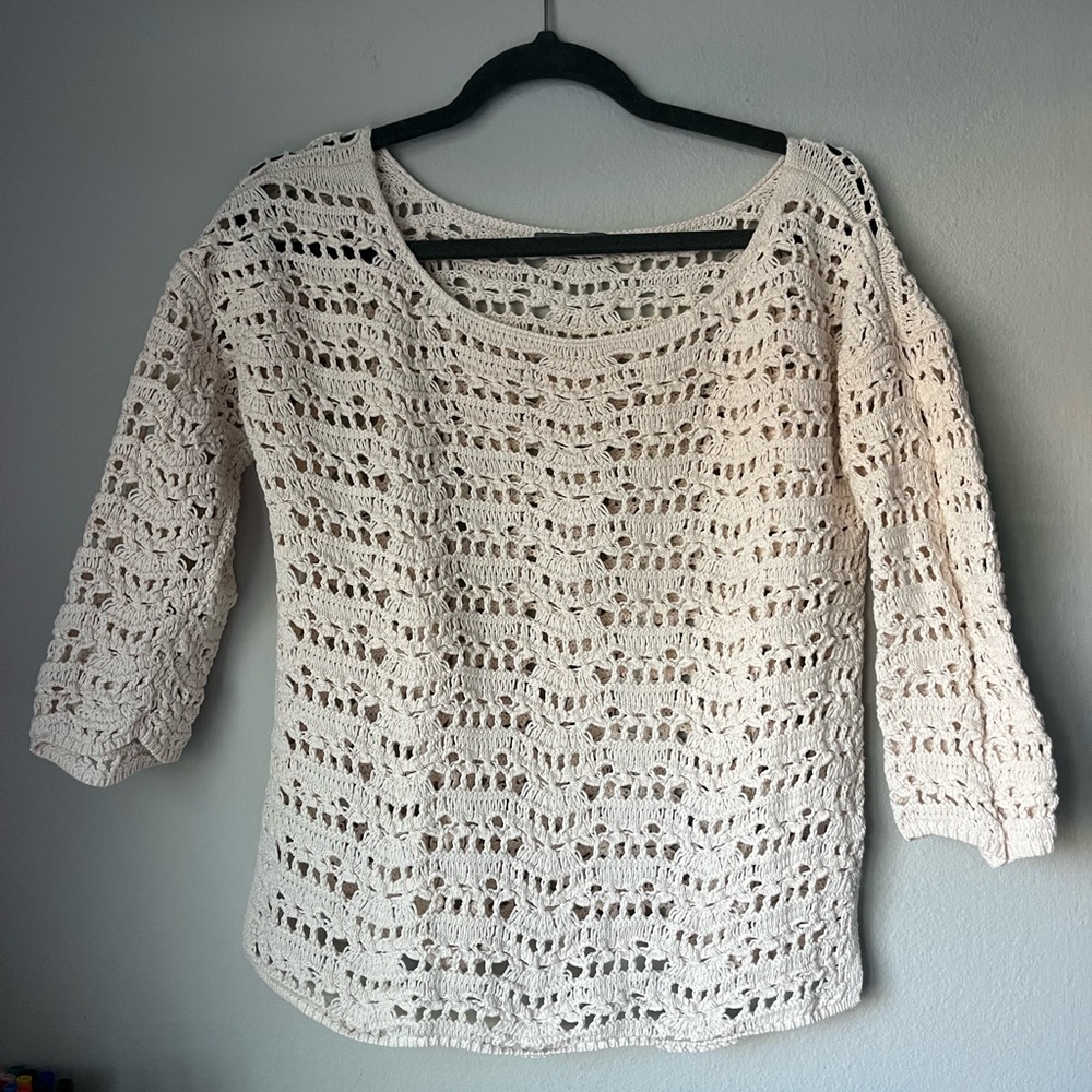 Vintage Rubbish Brand Cream Large Open-Knit Top